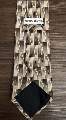 Pierre Cardin Tie Gold/Black Diamond Necktie 100% Silk Men’s Classic Vintage EUC - Изображение 1 из 4
