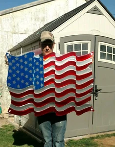 metal American flag home decor wall art large plasma cut steel flag USA made art - Picture 1 of 5