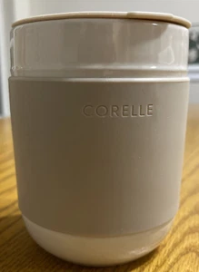 Corelle handgefertigtes Steinzeug Reisebecher Becher mit Silikondeckel taupe 12 Unzen - Bild 1 von 7