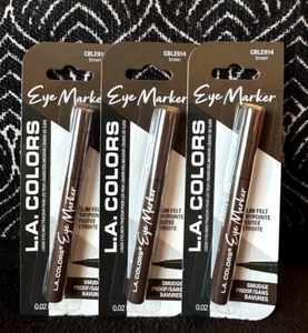 🌺3pk LA COLORS EYE MARKER BROWN CBLE914 SLIM FELT-TIP PRECISE 0 SMUDGE EYELINER - Picture 1 of 7