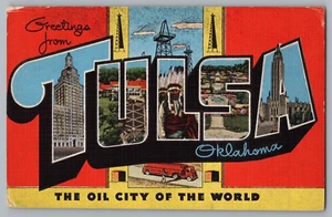 Postcard Greetings From Tulsa, Oklahoma, Large Letter - Picture 1 of 2
