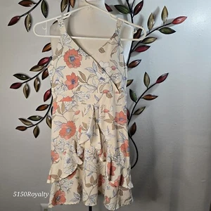 NWT Speechless Girls' Sleeveless Beige Floral Ruffled Zipper Back Dress Size 7 - Picture 1 of 11