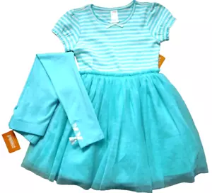NWT Gymboree 6-7 Girls Dress Striped Tulle Fit & Flare Dress 7 & Leggings 6 New - Picture 1 of 8