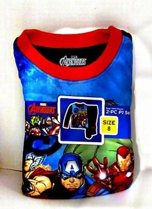 New Boys AVENGERS  Flannel Pajamas 2 piece Sleep wear Set Size 8 - Picture 1 of 5