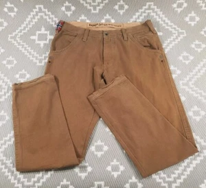 Napapijri Mens Jeans W36 L34 Norwegian Geographic Brown Wymon Chevron Button Fly - Picture 1 of 21