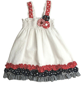 RARE EDITIONS Baby Girls 4th Of July Patriotic Dress 18M Sundress Red White Blue