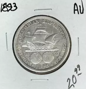 1893 COLUMBIAN EXPO SILVER HALF DOLLAR ~ AU ~NICE COIN~ - Picture 1 of 2