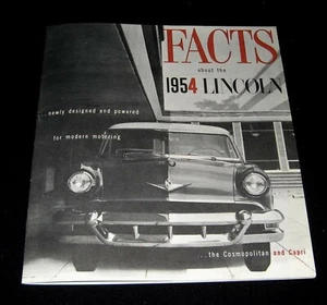 LINCOLN AUTOMOBIL 1954 HÄNDLERBROSCHÜRE & FAKTENBUCH COSMOPOLITAN & CAPRI MODELLE - Bild 1 von 2