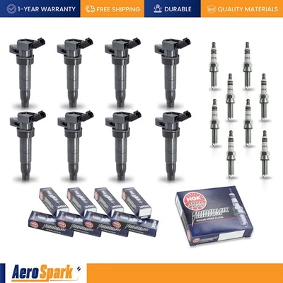 8 bobinas de encendido y 8 bujías de iridio NGK aptas para Hyundai Genesis 2012-2016 5,0 L V8 Foto 1 de 4