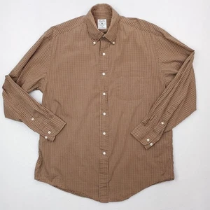 Vintage Brooks Brothers Shirt Mens Medium Brown Plaid Button Down - Picture 1 of 13