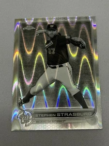 2022 Topps Chrome Sonic Black & White Ray Wave Refractor Stephen Strasburg - Picture 1 of 2