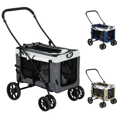 2 in 1 Hundebuggy Haustierwagen Hundetrolley mit abnehmbarem Korb - Bild 1 von 4