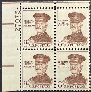 US Scott #1214, General John J. Pershing, Plate Block of 4, 8¢ Stamp, MNH, VF - Picture 1 of 2