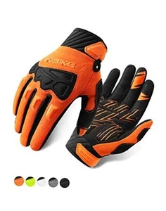  Mountain Bike Gloves for Men Knuckle Guard Padded Men's Cycling Large Orange - Picture 1 of 7