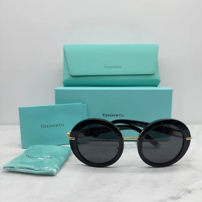 Tiffany & Co TF 4201 8001S4 Black Plastic Round Sunglasses Grey Lens NOTE - Image 1 of 4