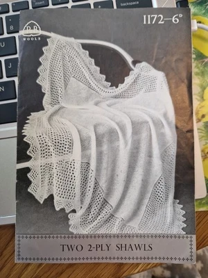 Copy Patons Pb 1172 baby Shawls Knitting Pattern 2 Designs 2ply Fine And Lacy. - Image 1 of 3
