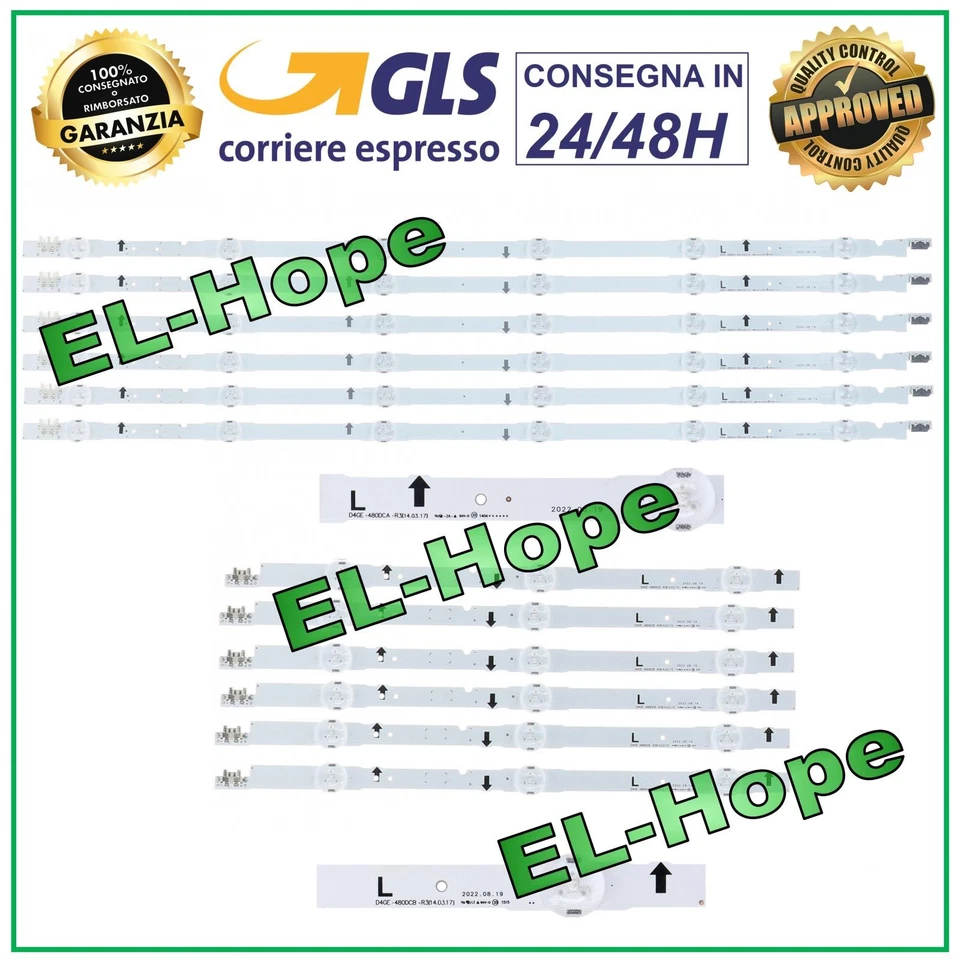 KIT 12 BARRE STRIP LED PER TV SAMSUNG D4GE-480DCA-R3/DCB LH48DBDPLGC HG48ED690DB
