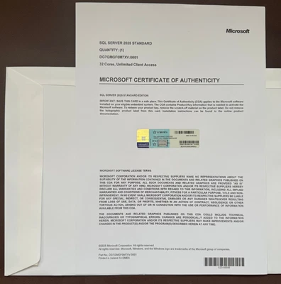 Microsoft SQL Server 2025 Standard 32 Core unlimited User CALs CoA - Image 1 of 4
