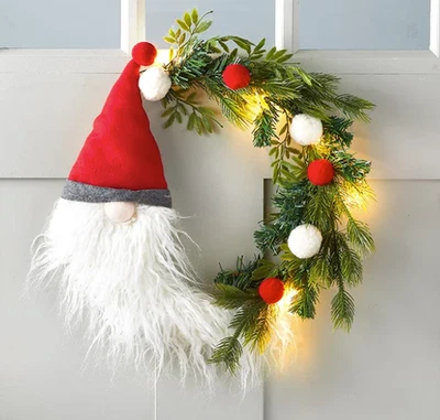 Corona de gnomo iluminada navideña - Decoración del hogar Foto 1 de 3