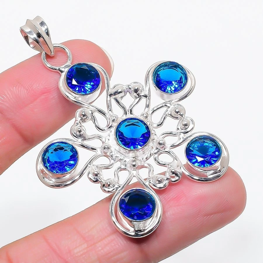 Blue Tanzanite Gemstone Handmade 925 Sterling silver Pendant Size 2.5'' - Image 1 of 1