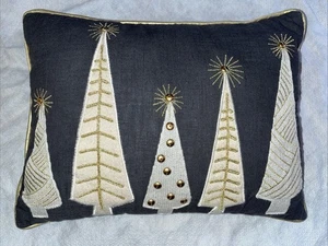 12x16" Pier 1 Weihnachten Urlaub verziert Überwurf Lendenkissen Bäume grau gold - Bild 1 von 6