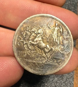 Moneta 2 Lire 1914 Argento Vittorio Emanuele III Quadriga Briosa Regno d’Italia - Picture 1 of 4