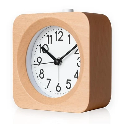 PopFrog Analog Alarm Clock, Wooden Table Clock, Nordic Design, Small, - Image 1 of 4