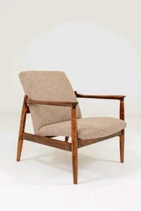 Vintage Armchair Design By E.Homa Truffle Tweed Fabric Mid Century Modern Design - Picture 1 of 11