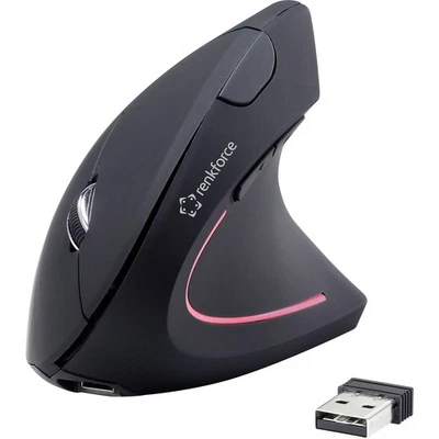 Renkforce RF-WM-322  Ergonomische Maus Funk   Optisch Schwarz 5 Tasten 1600 d... - Bild 1 von 4