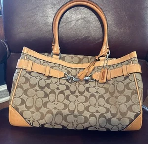 Vintage echt - neu - Coach Canvas Leder Signatur Schultertasche. - Bild 1 von 9