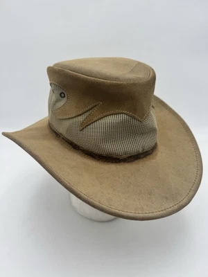 JACARU Australia OUTBACK Sombrero de Cuero Talla Mediana Malla Caza Safari Gorra Blaze Foto 1 de 4