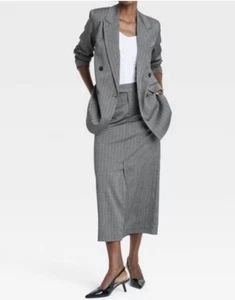 Women’s A New Day Double Breasted Blazer Gray Pinstripe XS Retail $40 - Picture 1 of 8