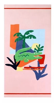 NIP Lacoste Palm Croc Beach Towel  Retro Tropical Print 100% Cotton Velour 36x72 - Image 1 of 4