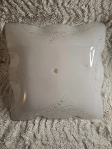 Mid-Century Modern MCM Wheat Patterned Square Glass Ceiling Fixture Shade 11.5” - Picture 1 of 8