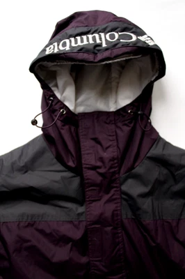 Columbia men's 1/2 zip hooded cagoule jacket Large purple & grey nylon LJKTC783 - Image 1 of 4
