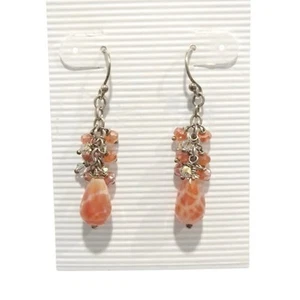 Lote de joyas de gancho de cuentas de ágata de fuego pendientes colgantes de plata de ley 925 - Imagen 1 de 7