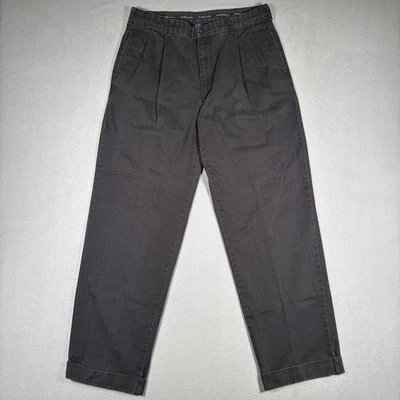Vintage Polo Ralph Lauren Hammond Pants Mens 34x32 Black Faded Pleated Chino - Image 1 of 4