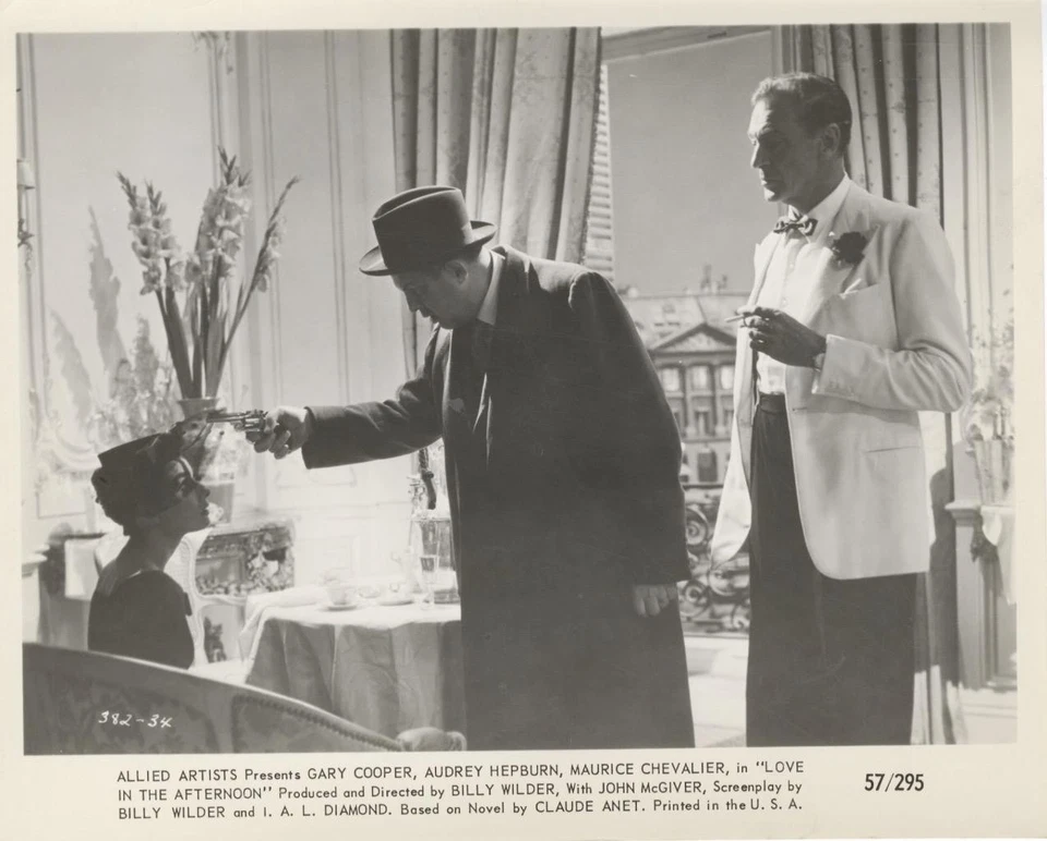 "LOVE IN THE AFTERNOON"-ORIGINAL PHOTO-GARY COOPER-AUDREY HEPBURN-SHADOWY SHOT - Image 1 of 1