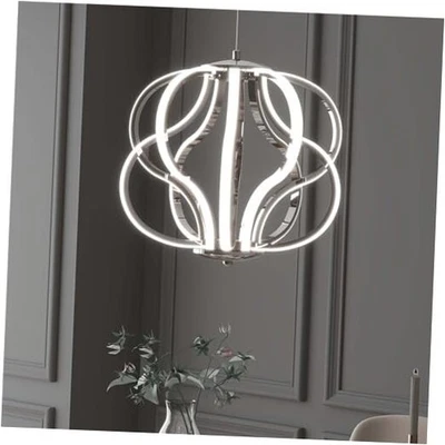 Modern LED Chandelier,Chrome Hanging Pendant Lights,Easy 10 Light Silver Foto 1 de 4