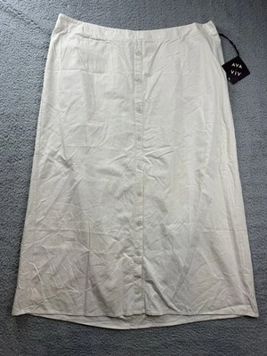 Saia maxi feminina Ava & Viv plus size 2X marrom botão frontal - Imagem 1 de 4