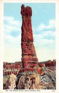 Postcard UT: Watch Tower, Bryce Canyon, Utah, Vintage Linen 1940's - Picture 1 of 2