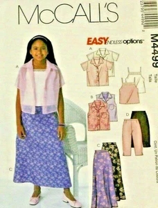 McCall's 4499 Girls Camisole Shirt / Top Skirt Pants Sewing Pattern (7-8-10) - Picture 1 of 2