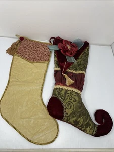 2X Medias navideñas adornadas muy felpa con volantes y cuentas - Imagen 1 de 13