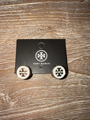 Pendientes Tory Burch Doble Cara/AB Cara Blanco y Cristal Dama Clásicos Doble T Foto 1 de 3