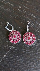 boucle d'oreille, earings, argent, silver, rubis, ruby