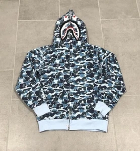 A Bathing Ape Bape ABC Camo Shark Blue Full Zip Hoodie Size Small - Picture 1 of 15