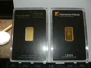 Heimerle + Meule 2x 5 Gramm Goldbarren - 999,9 Feingold - LBMA zertifiziert - Bild 1 von 1