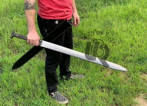 UBR CUSTOM HANDMADE D2 TOOL STEEL MEDIEVAL EUROPEAN LONG SWORD WITH SHEATH  - Picture 1 of 5