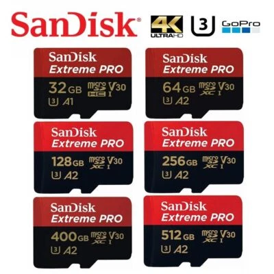 Scheda di memoria SanDisk Extreme Pro microSD 512GB 256GB 64GB, 4K, U3, Class10 - Immagine 1 di 4