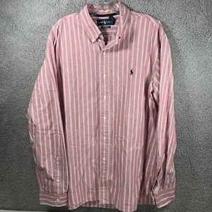 Camicia uomo Ralph Lauren rossa e blu a righe manica lunga con bottoni taglia XXL - Foto 1 di 6